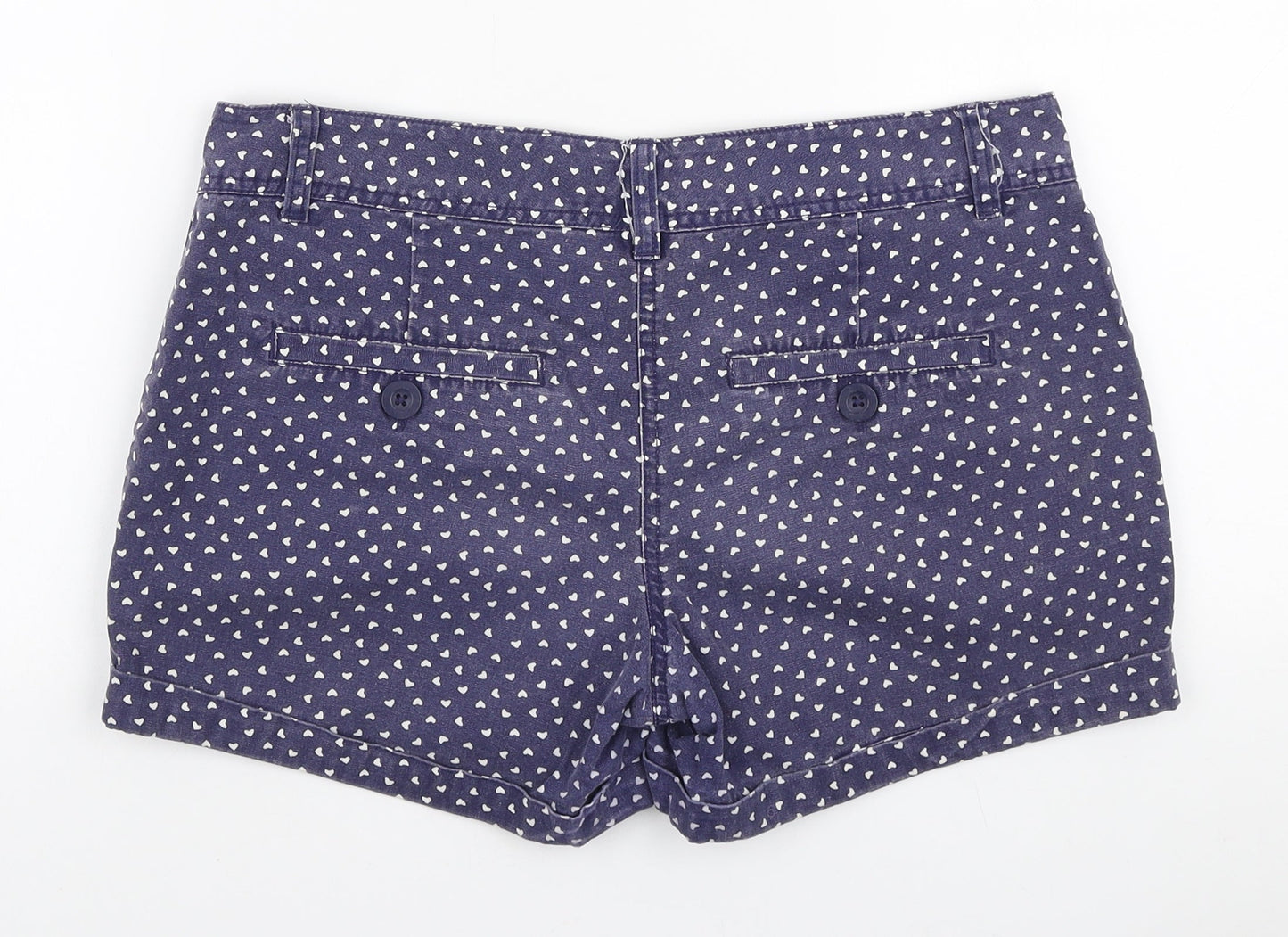 F&F Womens Blue Geometric Cotton Mom Shorts Size 10 L3 in Regular Zip