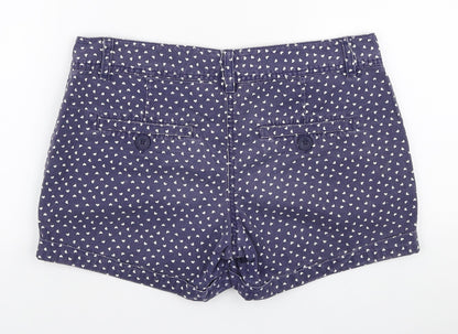 F&F Womens Blue Geometric Cotton Mom Shorts Size 10 L3 in Regular Zip