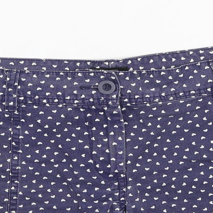 F&F Womens Blue Geometric Cotton Mom Shorts Size 10 L3 in Regular Zip