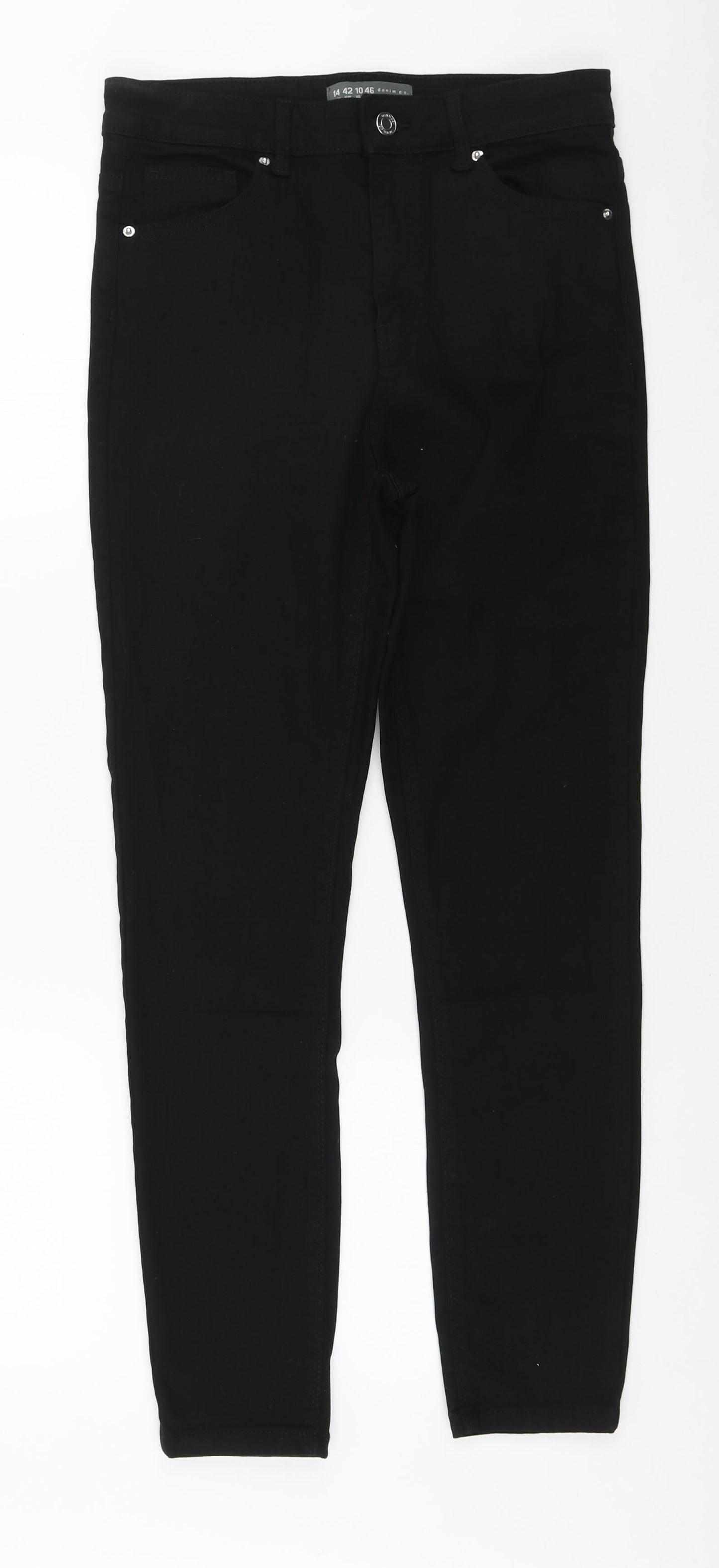 Denim & Co. Womens Black Polyester Skinny Jeans Size 14 L26 in Regular Zip