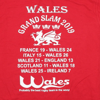 Uneek Mens Red Cotton Polo Size M Collared Button - Wales Grand Slam 2019