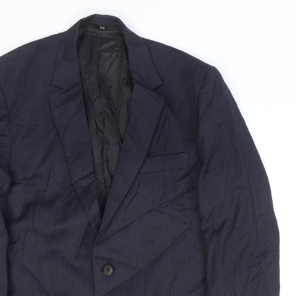 SIR of Sweden Mens Blue Striped Wool Jacket Suit Jacket Size 42