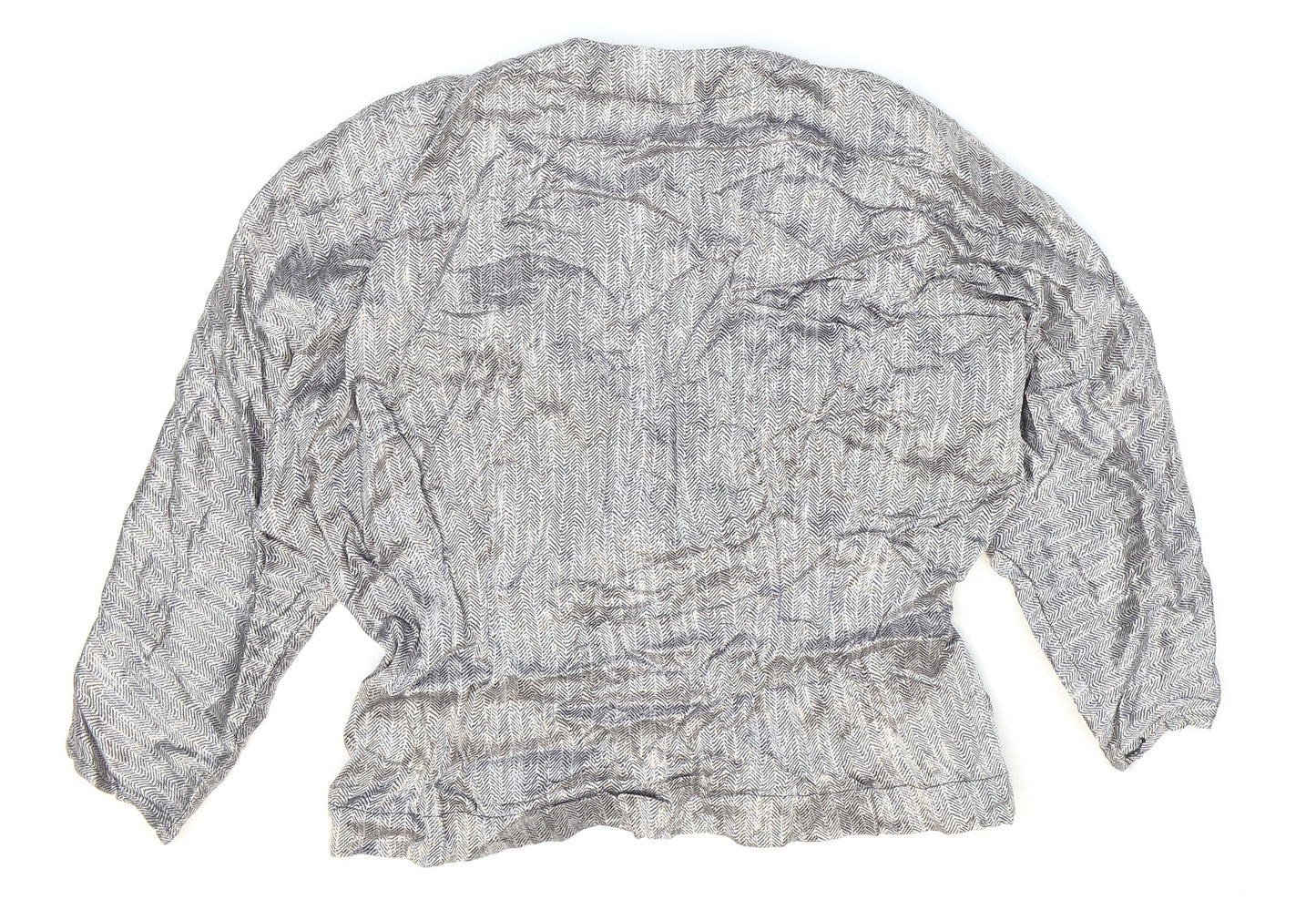 Miss Selfridge Womens Silver Geometric Acetate Wrap Blouse Size 14 V-Neck