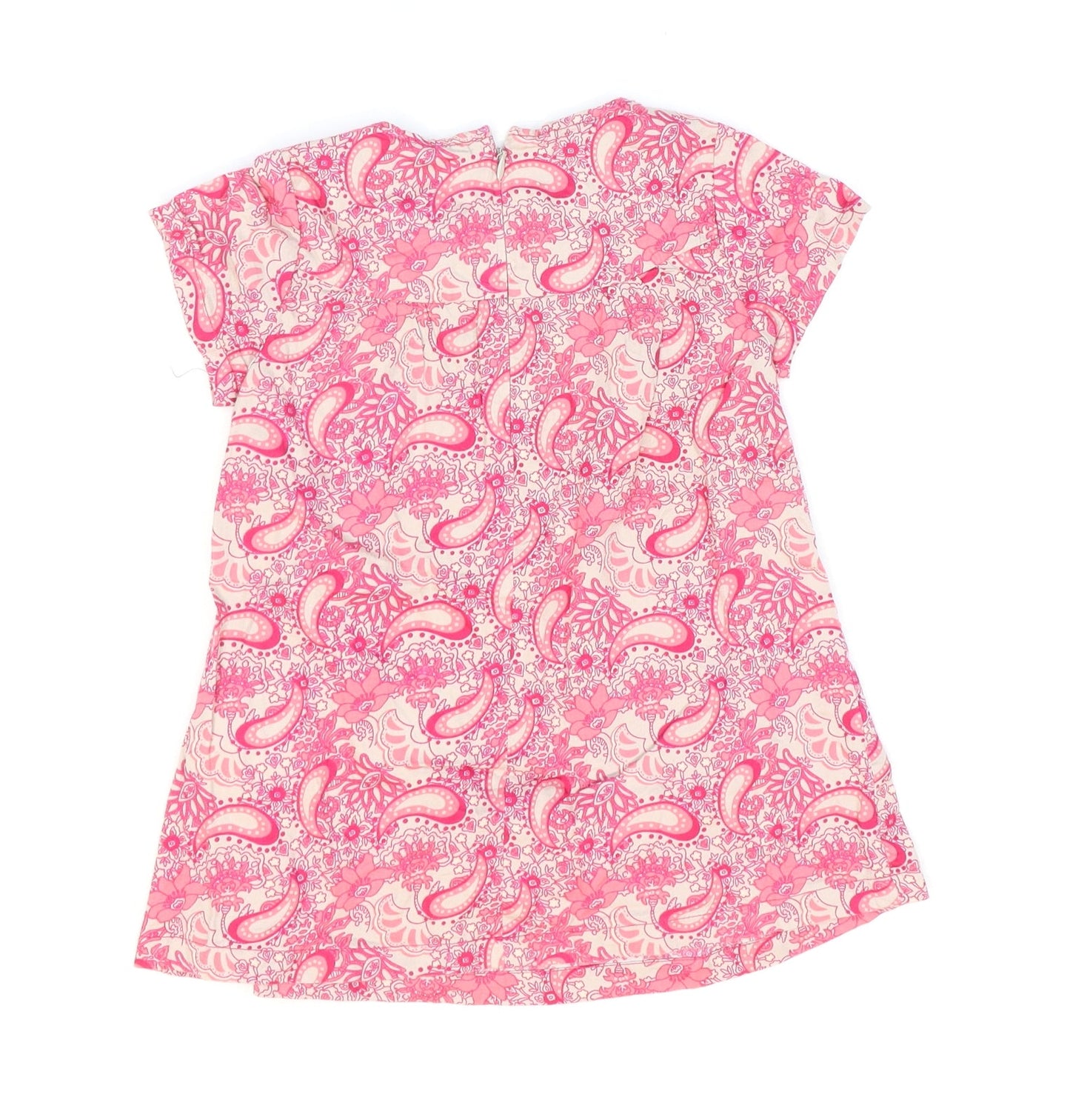 Vertbaudet Girls Pink Paisley 100% Cotton Shift Size 3 Years Round Neck Zip