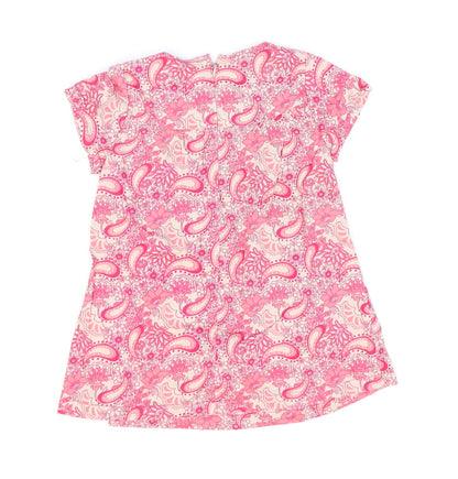 Vertbaudet Girls Pink Paisley 100% Cotton Shift Size 3 Years Round Neck Zip