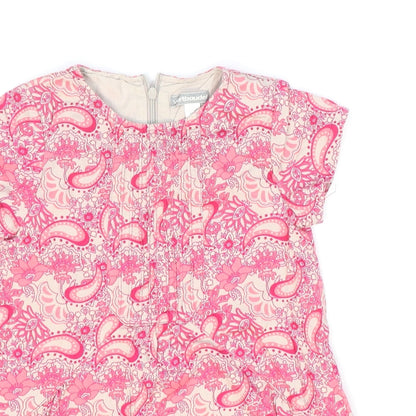 Vertbaudet Girls Pink Paisley 100% Cotton Shift Size 3 Years Round Neck Zip
