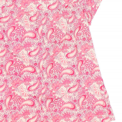 Vertbaudet Girls Pink Paisley 100% Cotton Shift Size 3 Years Round Neck Zip