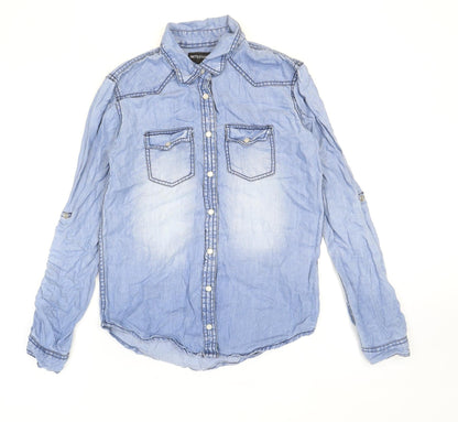 Womens UK Size 6 PRETTYLITTLETHING Blue Basic Button-Up