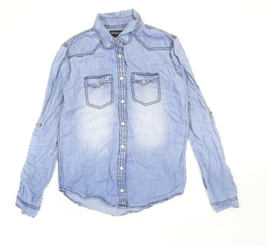 Womens UK Size 6 PRETTYLITTLETHING Blue Basic Button-Up