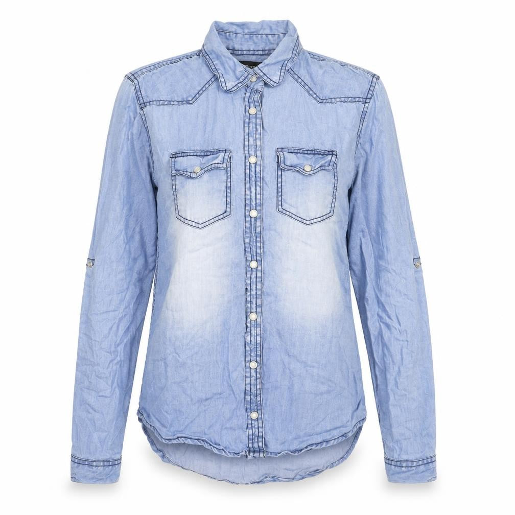 Womens UK Size 6 PRETTYLITTLETHING Blue Basic Button-Up