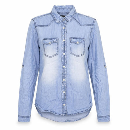 Womens UK Size 6 PRETTYLITTLETHING Blue Basic Button-Up