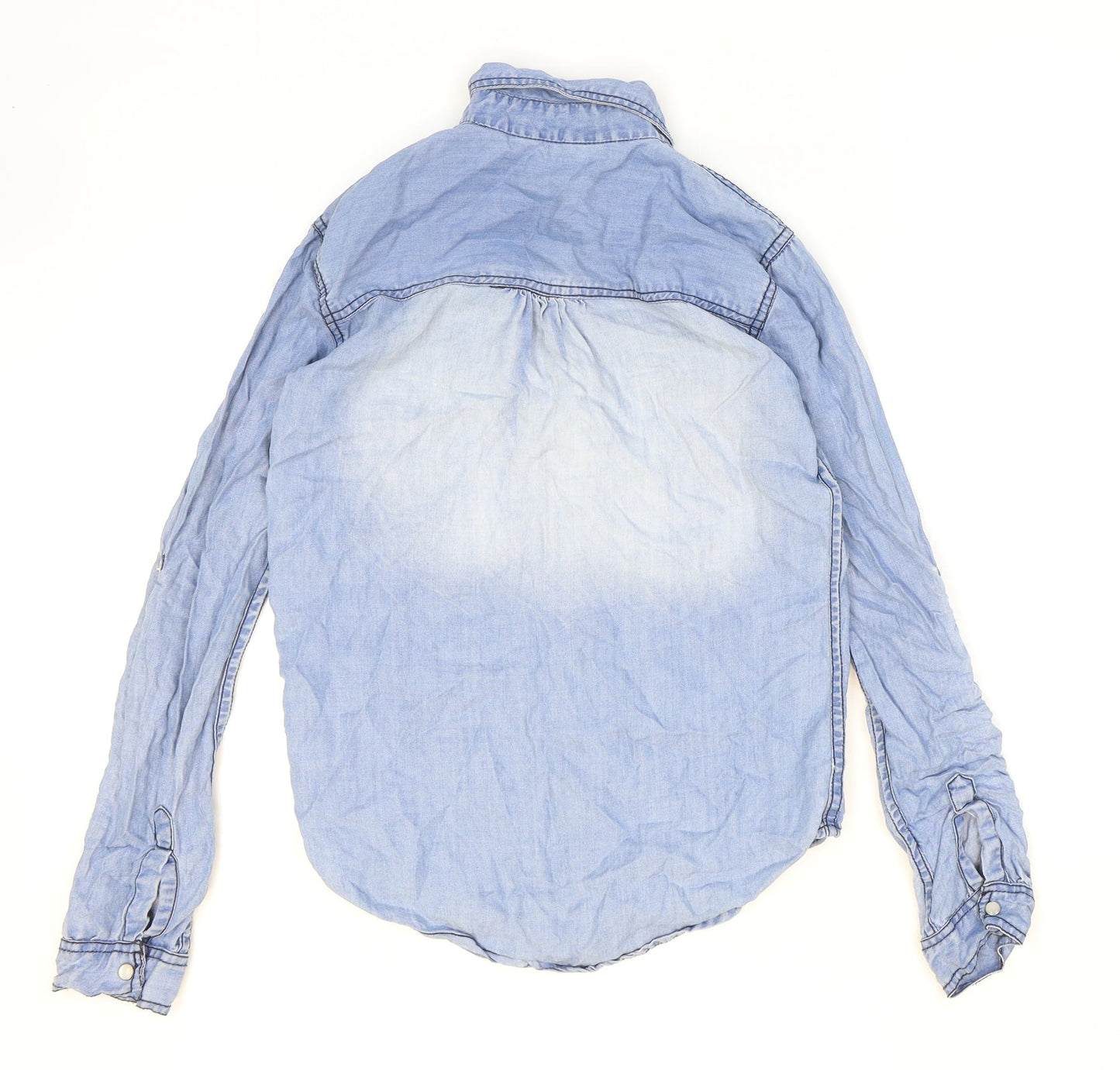Womens UK Size 6 PRETTYLITTLETHING Blue Basic Button-Up