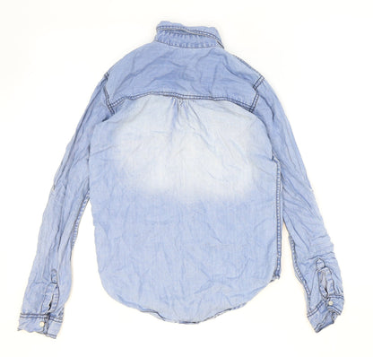 Womens UK Size 6 PRETTYLITTLETHING Blue Basic Button-Up