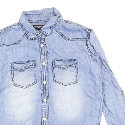 Womens UK Size 6 PRETTYLITTLETHING Blue Basic Button-Up