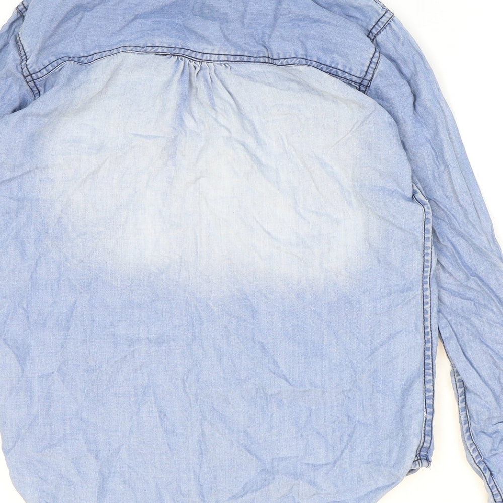 Womens UK Size 6 PRETTYLITTLETHING Blue Basic Button-Up