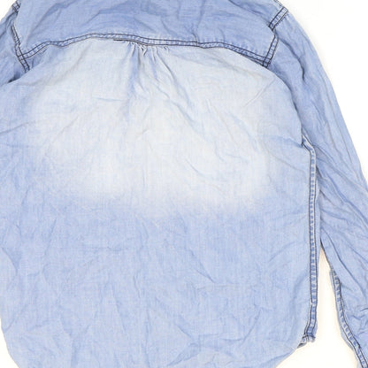 Womens UK Size 6 PRETTYLITTLETHING Blue Basic Button-Up