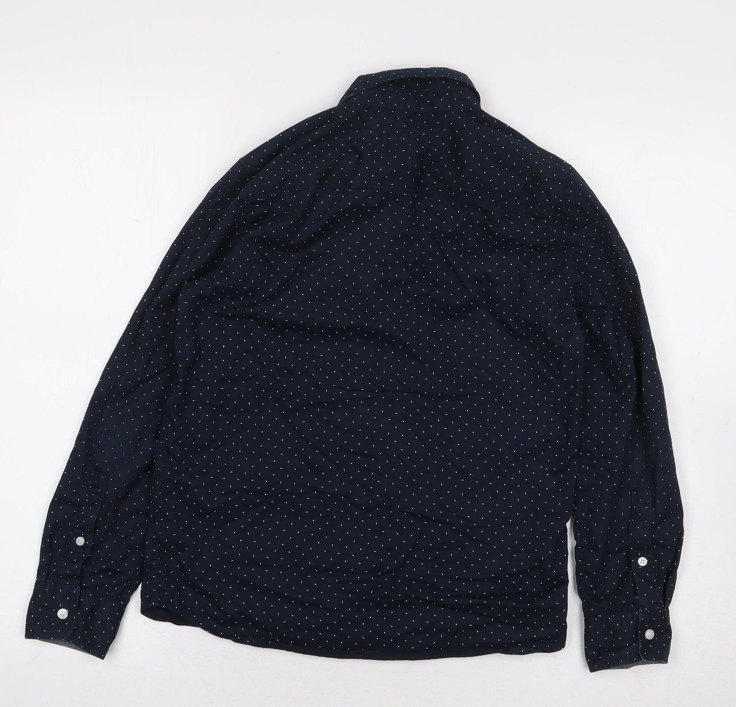 Label of Graded Goods Boys Blue Polka Dot 100% Cotton Basic Button-Up Size 11-12 Years Collared Button