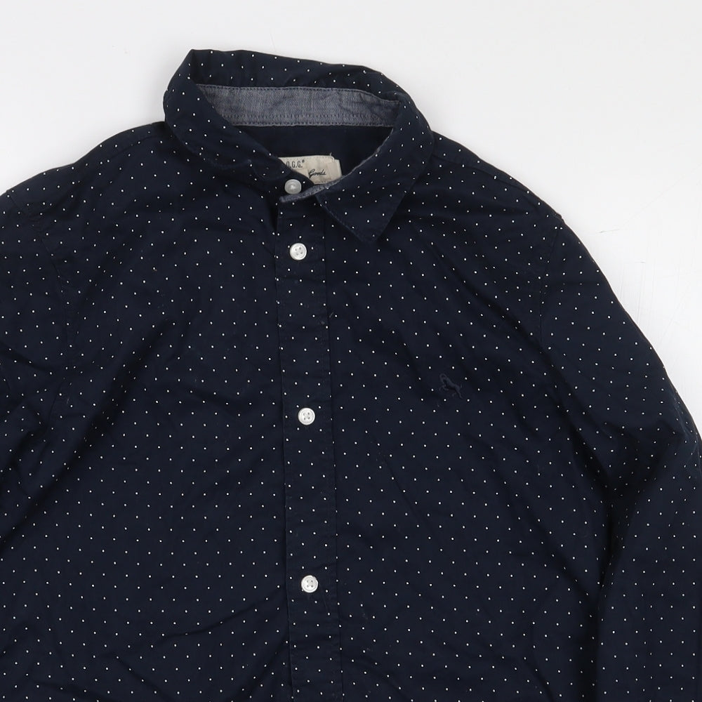 Label of Graded Goods Boys Blue Polka Dot 100% Cotton Basic Button-Up Size 11-12 Years Collared Button