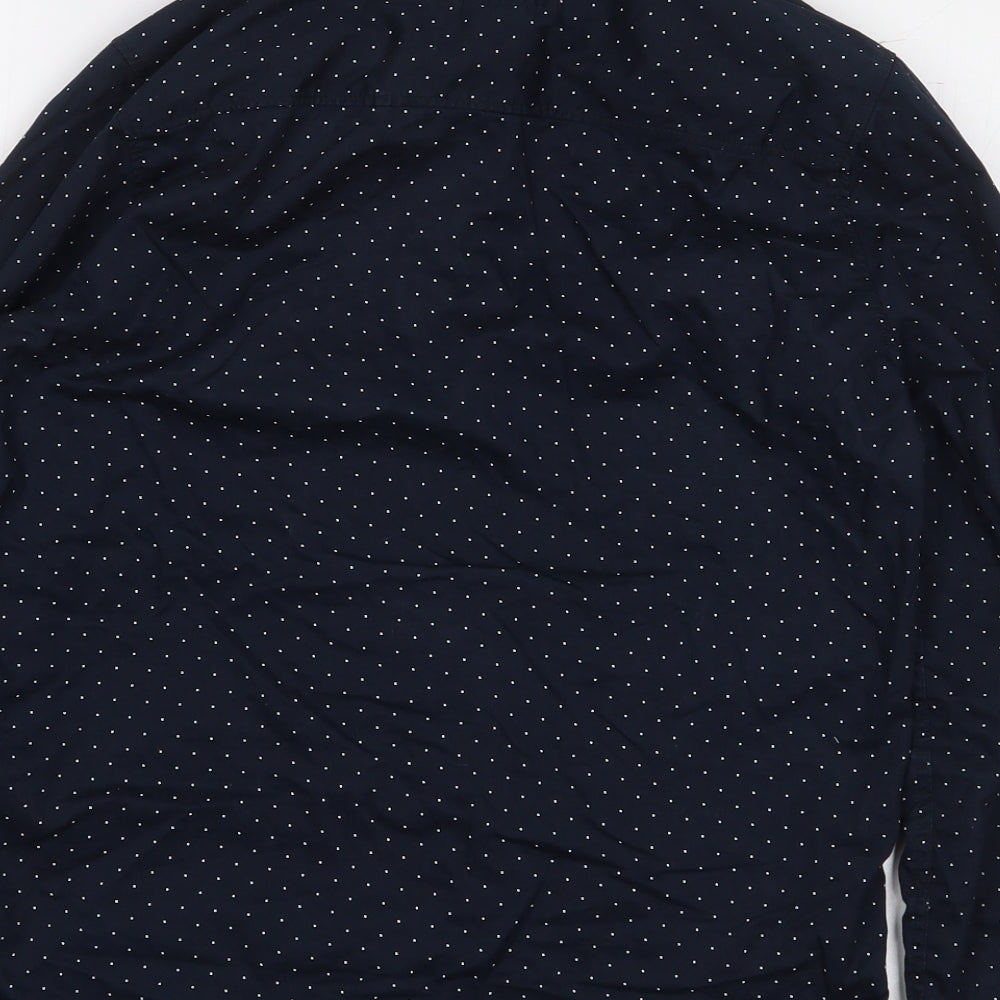 Label of Graded Goods Boys Blue Polka Dot 100% Cotton Basic Button-Up Size 11-12 Years Collared Button