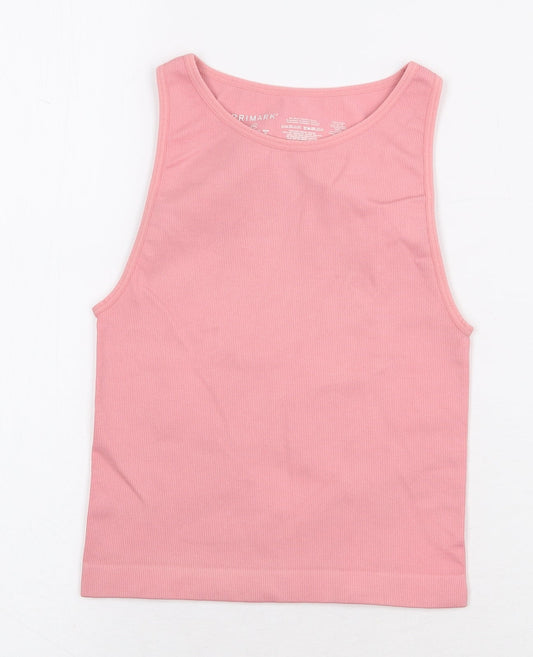 Primark Womens Pink Nylon Basic Tank Size XS Scoop Neck