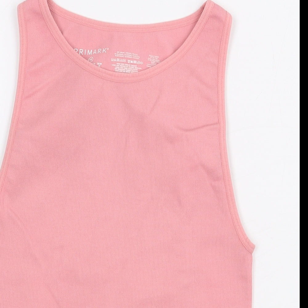 Primark Womens Pink Nylon Basic Tank Size XS Scoop Neck