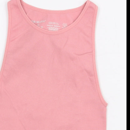 Primark Womens Pink Nylon Basic Tank Size XS Scoop Neck