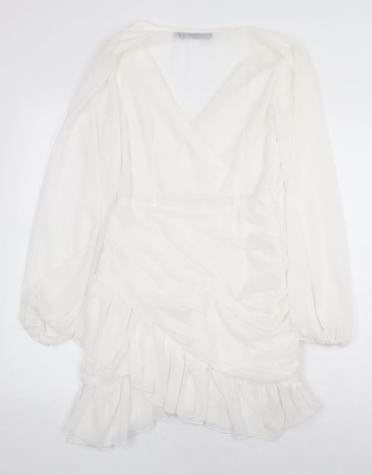 Misspap Womens White Polyacrylate Fibre Mini Size 8 V-Neck Zip