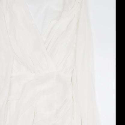 Misspap Womens White Polyacrylate Fibre Mini Size 8 V-Neck Zip