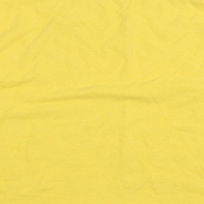 Gildan Womens Yellow 100% Cotton Cropped T-Shirt Size XL Round Neck