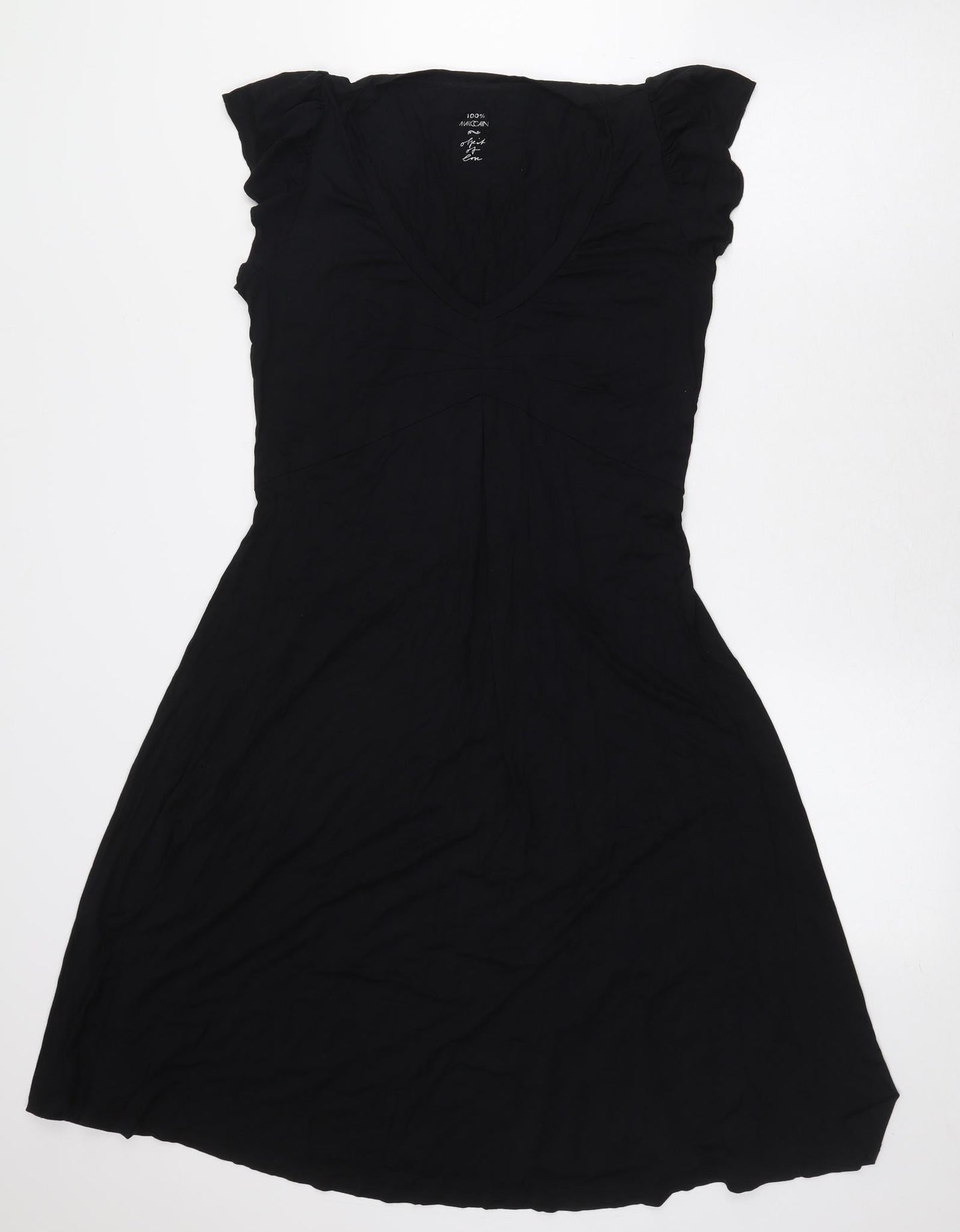 Marc Cain Womens Black Viscose A-Line Size S V-Neck Pullover