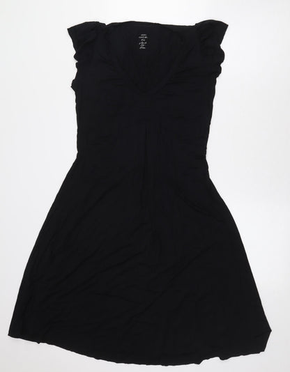 Marc Cain Womens Black Viscose A-Line Size S V-Neck Pullover