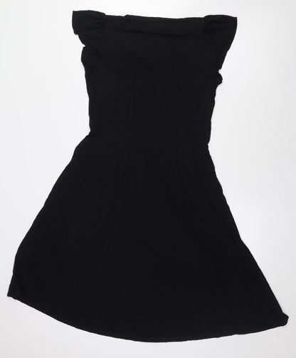 Marc Cain Womens Black Viscose A-Line Size S V-Neck Pullover