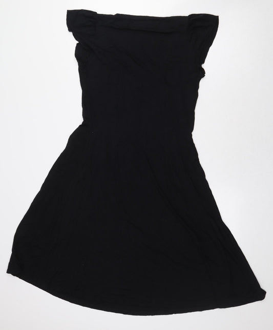 Marc Cain Womens Black Viscose A-Line Size S V-Neck Pullover