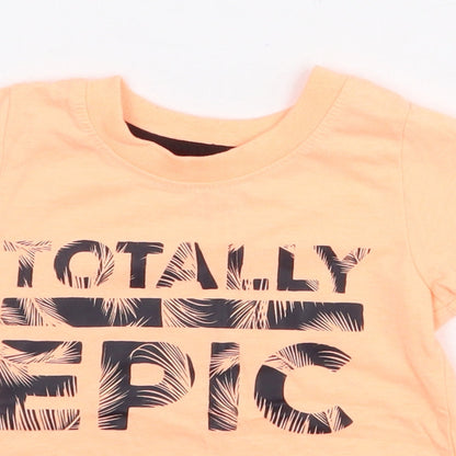 Primark Boys Orange Polyester Basic T-Shirt Size 9-12 Months Round Neck Pullover - Totally Epic