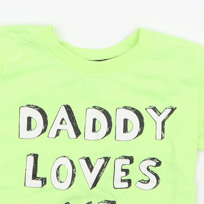 Primark Boys Green Polyester Basic T-Shirt Size 9-12 Months Round Neck Pullover - Daddy Loves Me