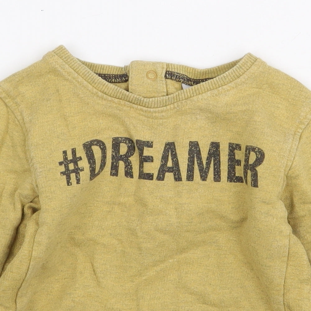 NEXT Baby Yellow 100% Cotton Henley Jumper Size 6-9 Months Pullover - #Dreamer