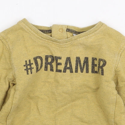 NEXT Baby Yellow 100% Cotton Henley Jumper Size 6-9 Months Pullover - #Dreamer