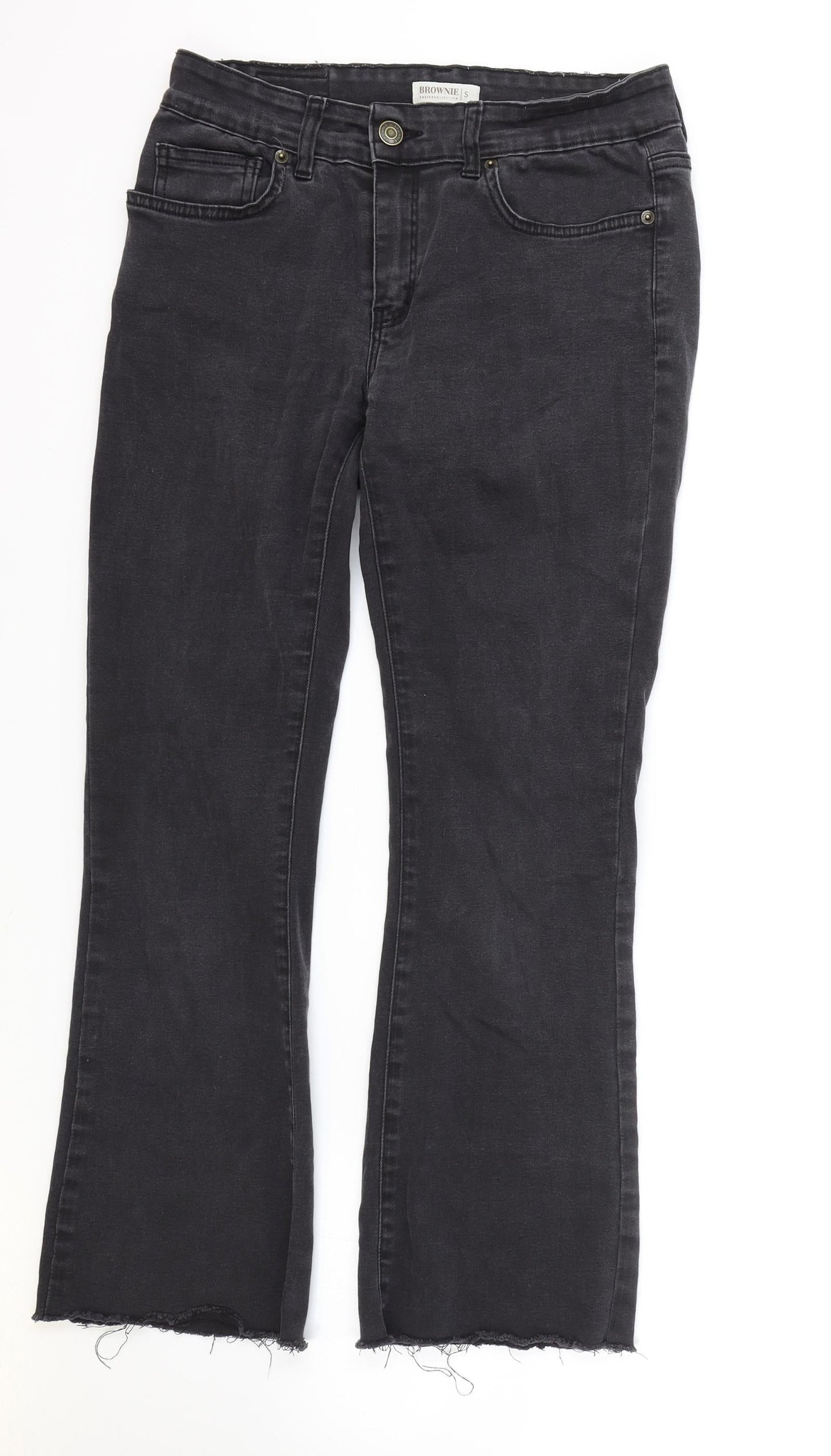 Brownie Womens Black Cotton Bootcut Jeans Size S L25 in Regular Zip