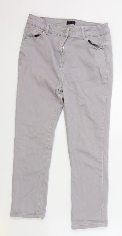 M&Co Womens Grey Cotton Skinny Jeans Size 12 L23 in Regular Zip