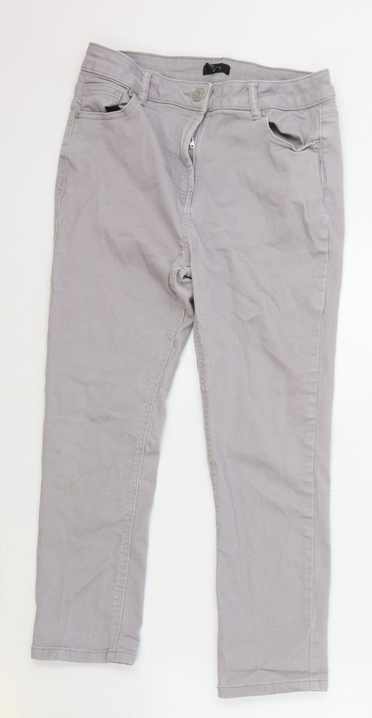 M&Co Womens Grey Cotton Skinny Jeans Size 12 L23 in Regular Zip