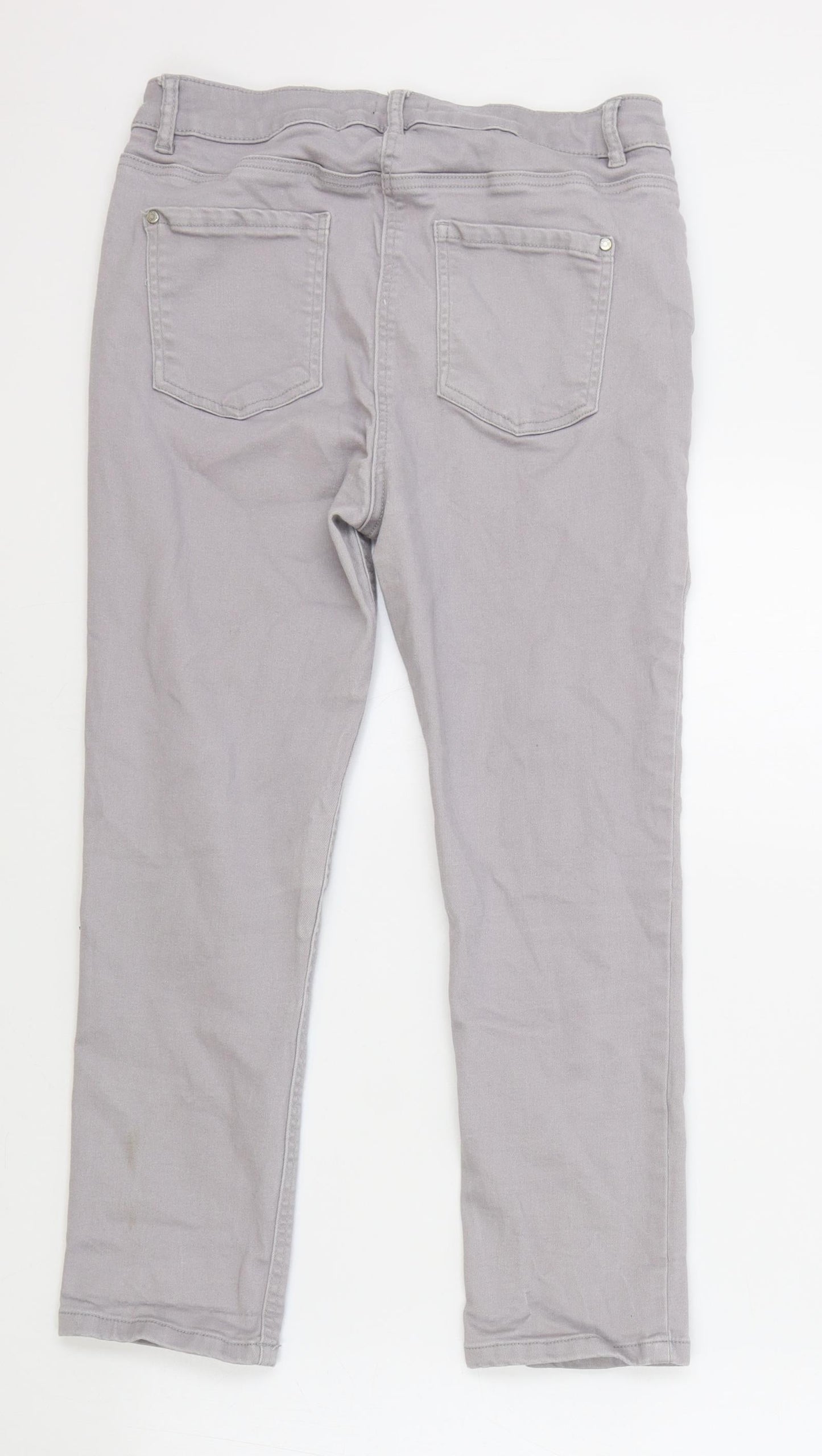 M&Co Womens Grey Cotton Skinny Jeans Size 12 L23 in Regular Zip