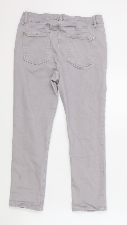 M&Co Womens Grey Cotton Skinny Jeans Size 12 L23 in Regular Zip