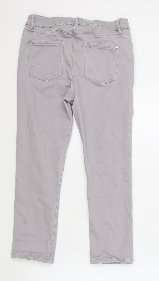 M&Co Womens Grey Cotton Skinny Jeans Size 12 L23 in Regular Zip