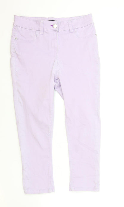 M&Co Womens Purple Cotton Skinny Jeans Size 12 L21 in Regular Zip