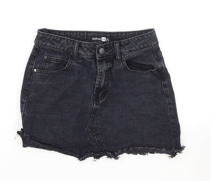 Boohoo Womens Black Cotton Hot Pants Shorts Size 6 Regular Zip - Inside leg less than 3 inches.