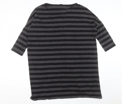 NEXT Womens Grey Striped Viscose A-Line Size 14 Boat Neck Pullover