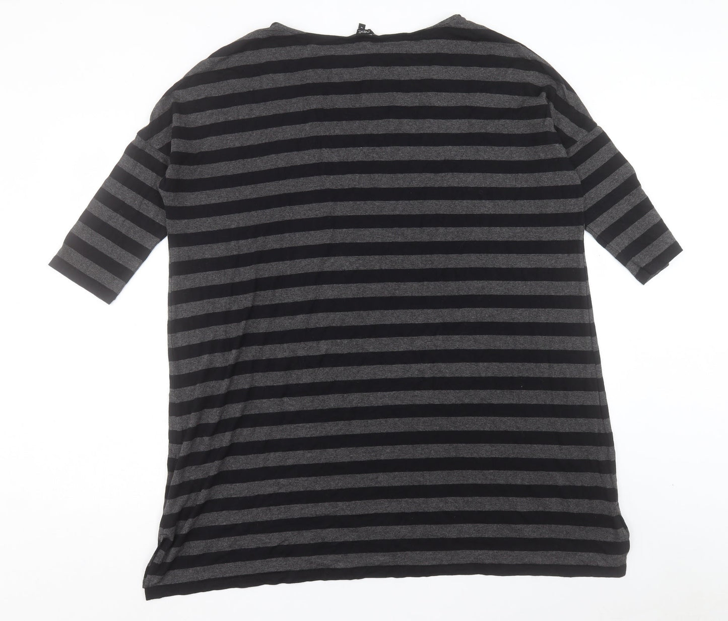 NEXT Womens Grey Striped Viscose A-Line Size 14 Boat Neck Pullover