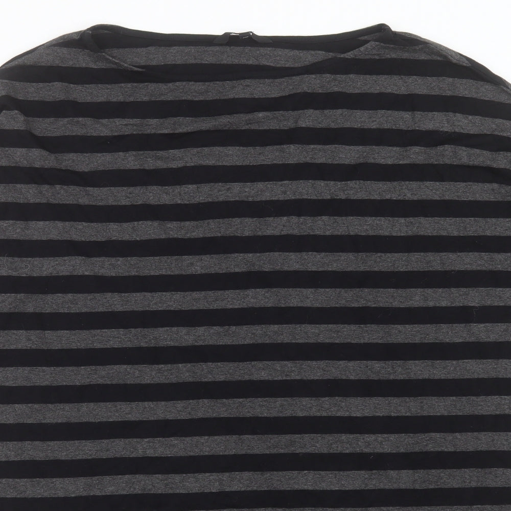 NEXT Womens Grey Striped Viscose A-Line Size 14 Boat Neck Pullover