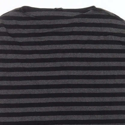NEXT Womens Grey Striped Viscose A-Line Size 14 Boat Neck Pullover