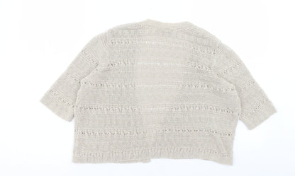 George Womens Brown V-Neck Polyester Cardigan Jumper Size 16